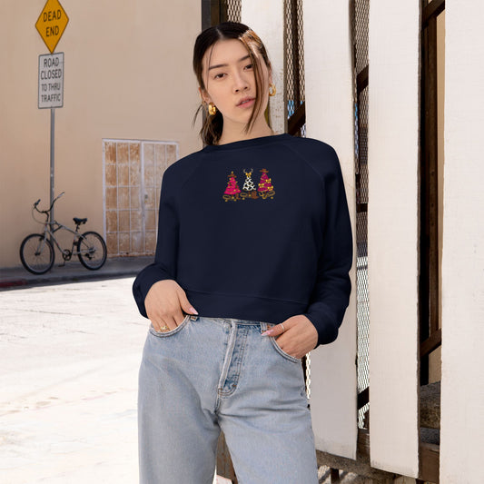 Cozy Cropped Fleece Pullover Cowgirl Christmas